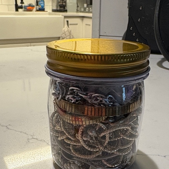 Assorted Jewelry in plastic Jar with Gold Lid 1 - Picture 3 of 7